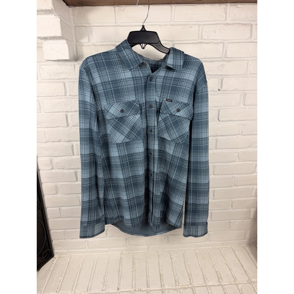 O'Neill Mens Small Blue Plaid Flannel Shirt Standard Fit Button Up Pockets